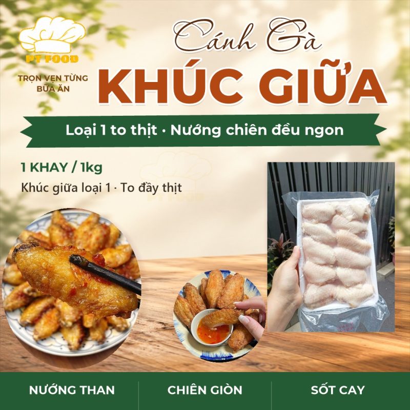 Cánh Gà Khúc Giữa — 1kg 2 khay