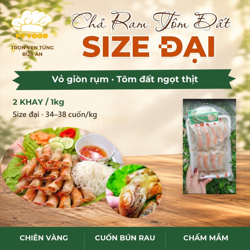 Chả ram tôm đất size Đại — 2 khay