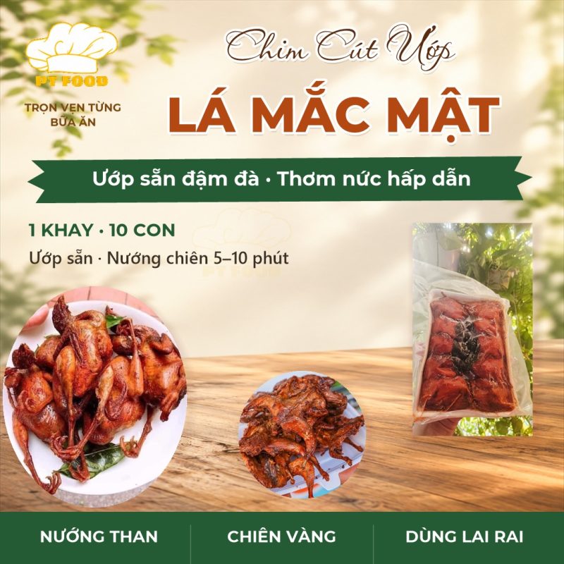 Chim Cút ướp Lá Mắc Mật — 10 con 1 khay